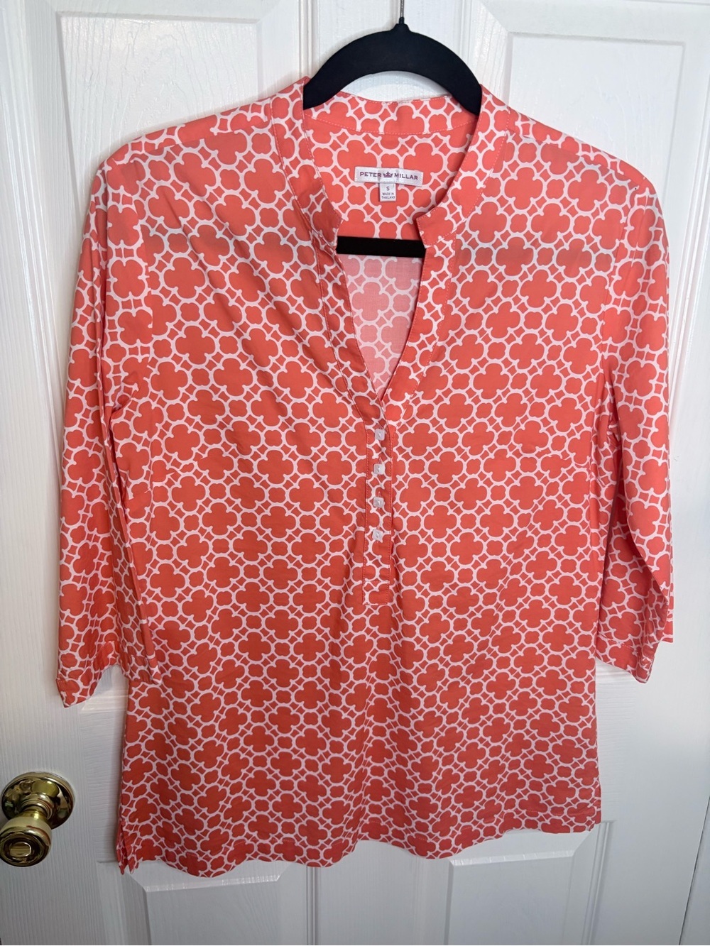 Peter Millar Women’s Coral Geometric Print Tunic Blouse Size Small - Picture 2 of 10